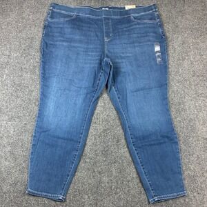 EVRI Womens 24W Short Jegging Medium Wash Blue Denim Pull On Skinny Pants NEW